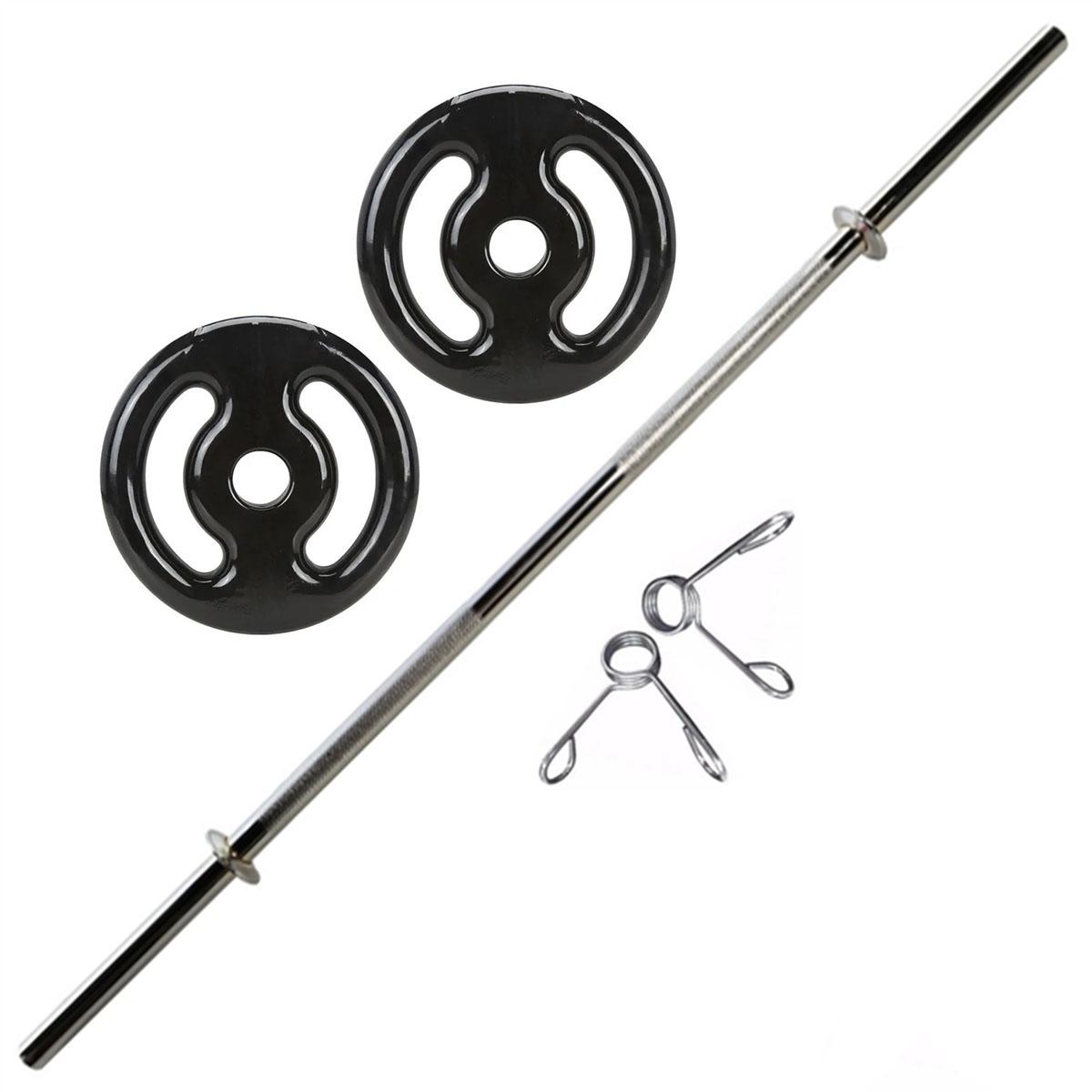 Kit Barra Reta Cromada 150cm com Duas Anilhas 5kg